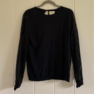 Sezane Sweater with lace sleeves black size L/EU 40 cotton wool blend